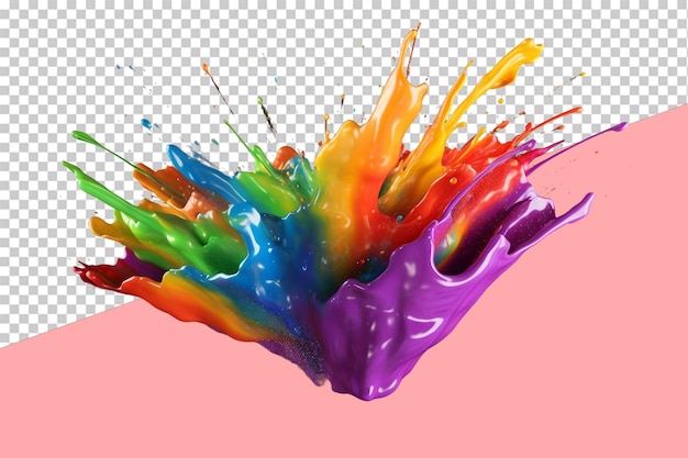 La pintura del arco iris salpica colores vibrantes objeto aislado fondo transparente