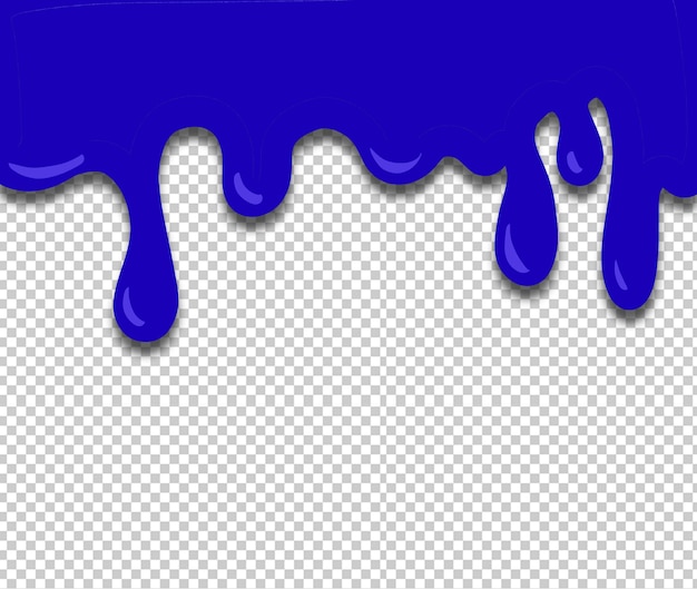 Pintura azul a pingar sobre um fundo transparente