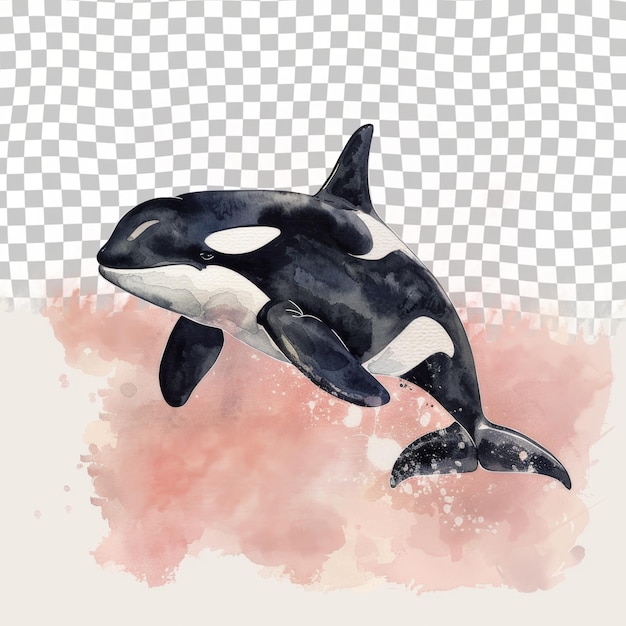 PSD una pintura de una ballena asesina con una cabeza blanca y una cola negra