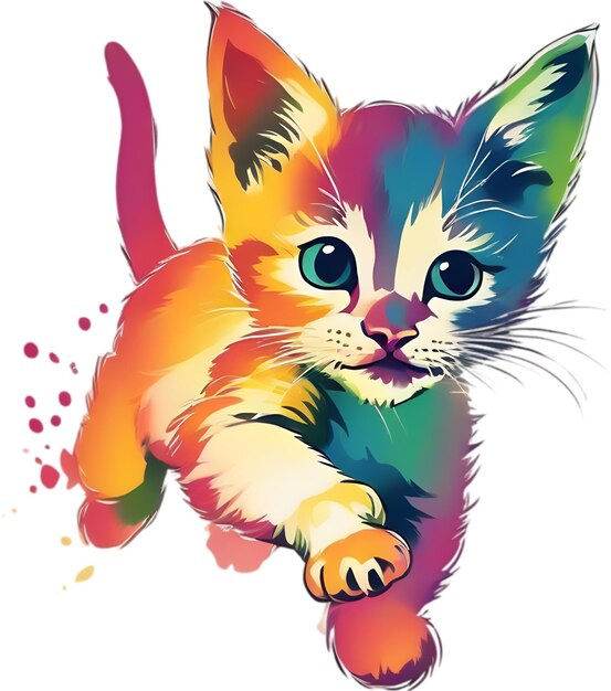 PSD pintura de cerca de un gatito lindo