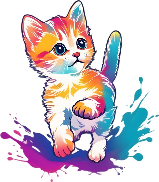 PSD pintura de cerca de un gatito lindo