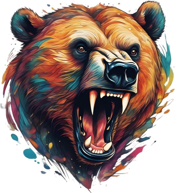 Pintura de cerca de un oso feroz