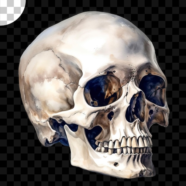 PSD pintura de aquarela de crânio para download de png
