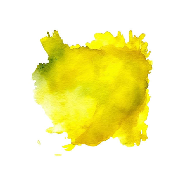 PSD pintura de aquarela de fundo amarelo isolado em fundo branco