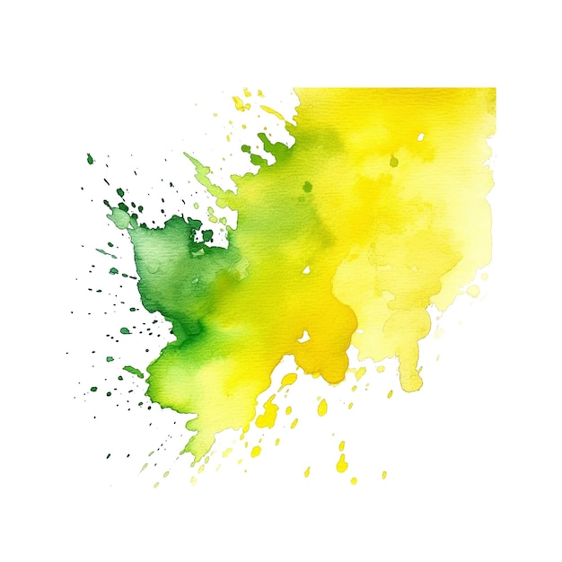 PSD pintura de aquarela de fundo amarelo isolado em fundo branco