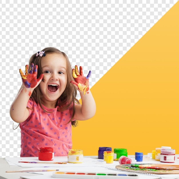 Pintura de uma criança feliz