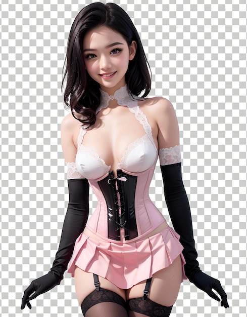 Pintura digital chica de anime con un hermoso vestido