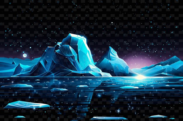 PSD una pintura digital de un iceberg con el sol reflejado en él