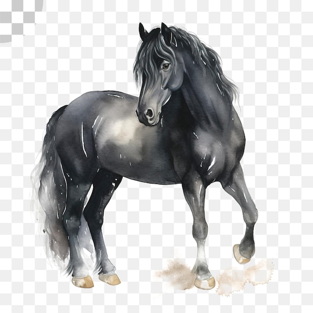 Pintura em aquarela de cavalo de um cavalo preto - cavalo png download