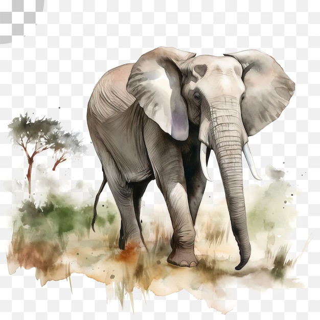 Pintura em aquarela de elefante - download de elefante na selva png