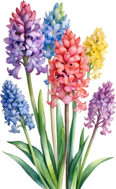 PSD pintura em aquarela de flor de jacinto arco-íris ilustração de flores aigenerated