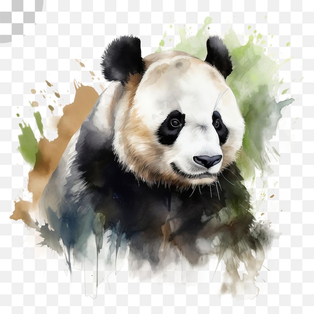 PSD pintura em aquarela de urso panda - urso panda na floresta png download