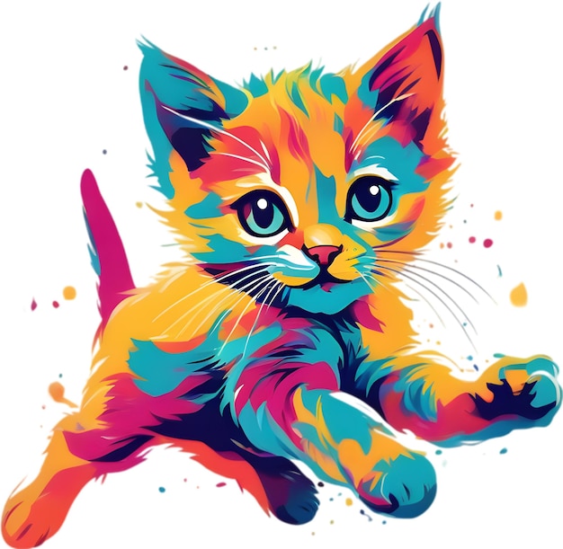 PSD pintura em close-up de um gatinho bonito