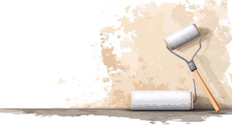 PSD pintura em rolos de beige na renovação de paredes da casa