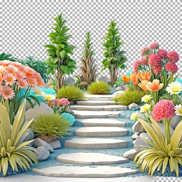 PSD una pintura de flores y plantas con una imagen de flores en ella