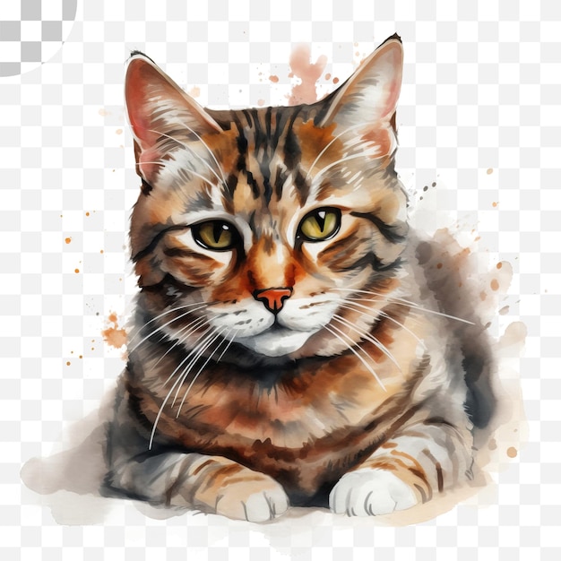 Una pintura de un gato con un efecto de salpicaduras de pintura.