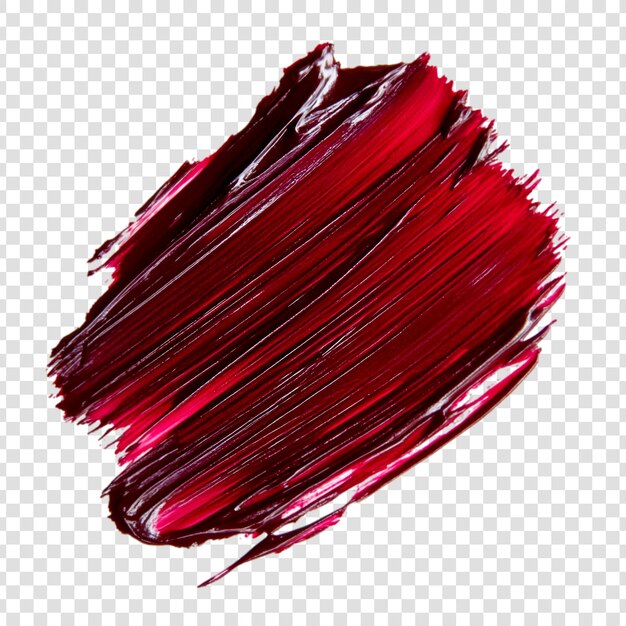 Pintura de lápiz labial rojo profundo sobre un fondo transparente