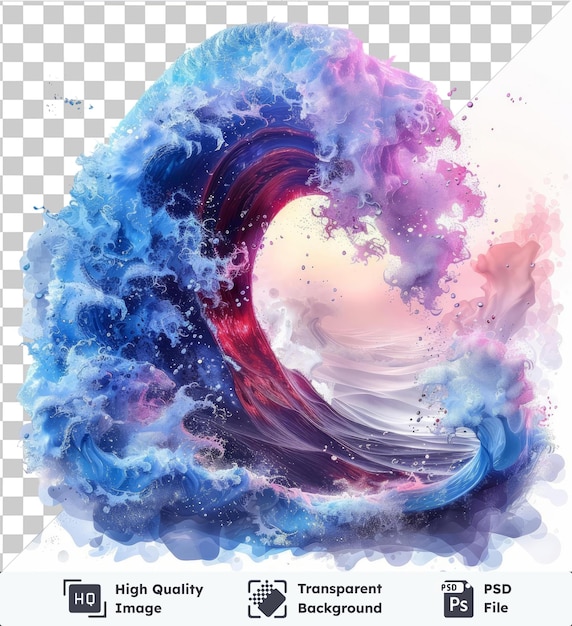 PSD pintura de neón ondas símbolo vectorial marea azul y blanco agua salpicando en el océano