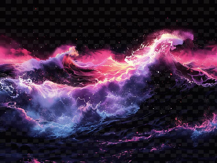PSD una pintura de una ola con colores púrpura y rosa