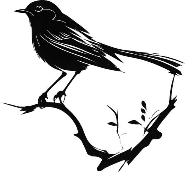 PSD pintura de un pájaro robin usando la técnica japonesa de las pinceladas