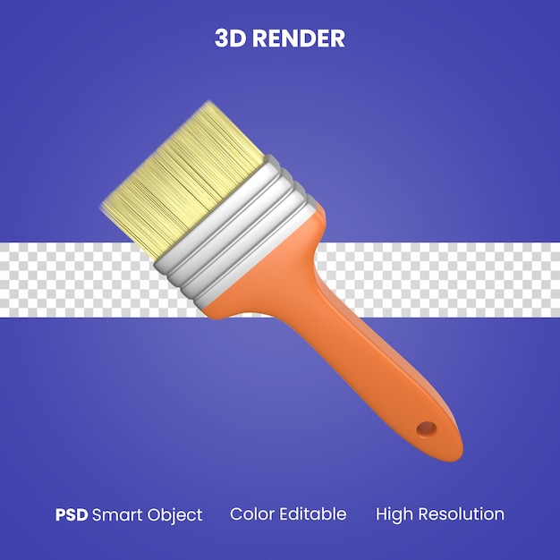 Pintura de pincel de madera 3d render aislado