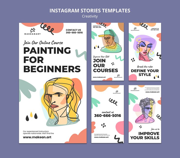 PSD pintura para principiantes historias de instagram