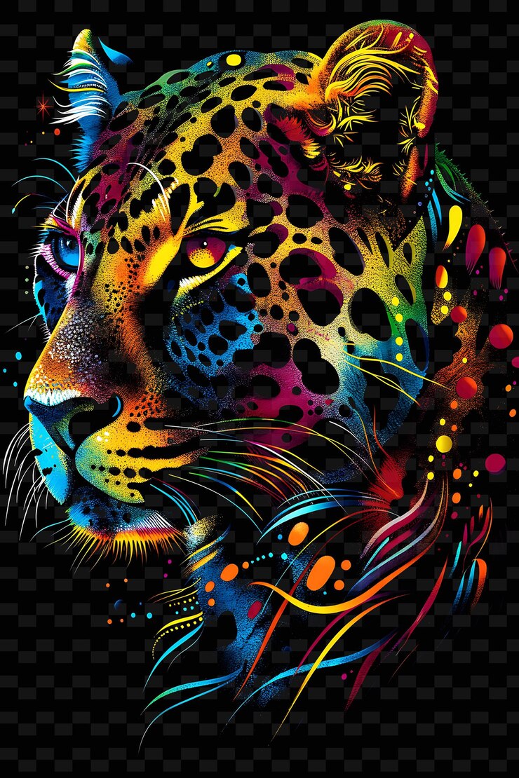PSD una pintura de un tigre con las palabras " leopardo " en ella