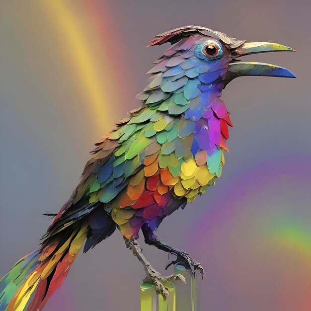 PSD pinturas de pássaros arco-íris no estilo impressionista