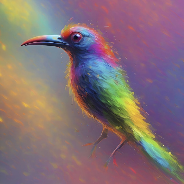 PSD pinturas de pájaros arco iris en el estilo impresionista