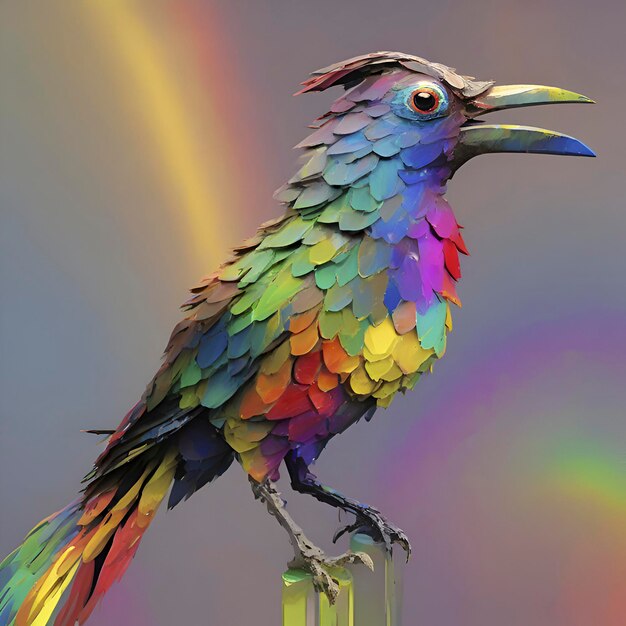 PSD pinturas de pájaros arco iris en el estilo impresionista