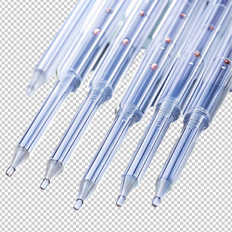 PSD pipetas sobre un fondo transparente