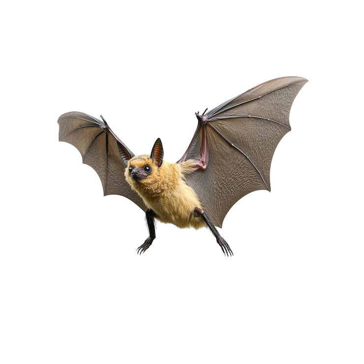 PSD pipistrello con le ali spalancate isolato su sullo sfondo bianco