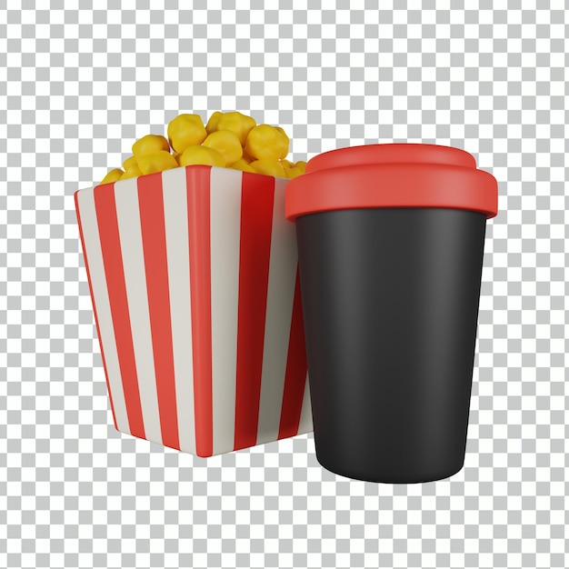 PSD pipoca soda ilustração 3d