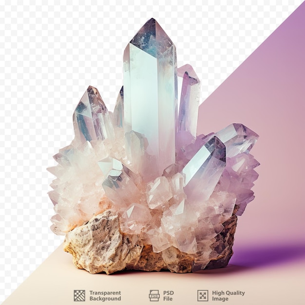 PSD una pirámide de cristales con un fondo púrpura y un fondo azul y púrpura.