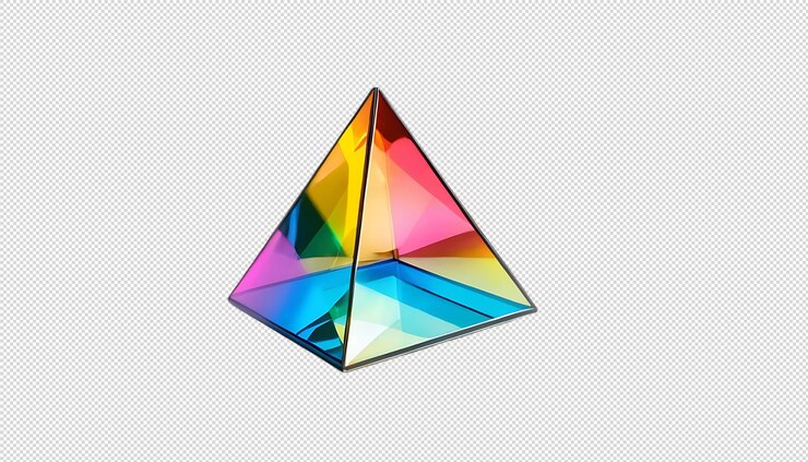 PSD piramide di vetro colorata che riflette la luce
