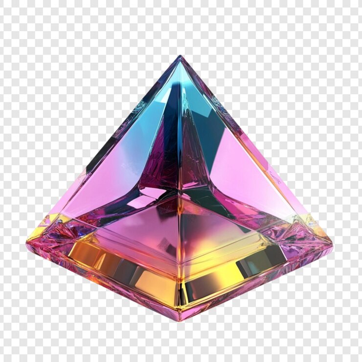 PSD pirámide iridescente piedra preciosa colores brillantes cristal de lujo