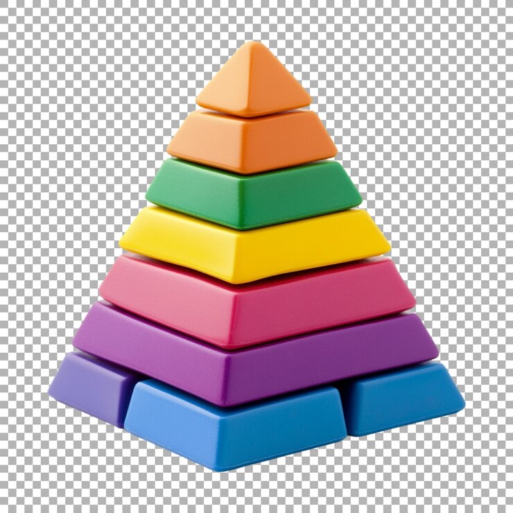 PSD pirámide de juguetes colorida en png en un fondo transparente generada por ai