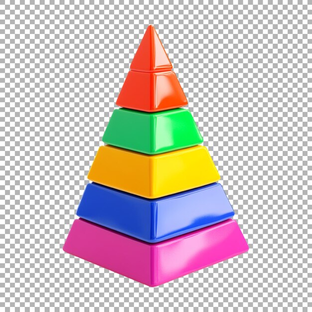 Pirámide de juguetes colorida en PNG en un fondo transparente generada por Ai