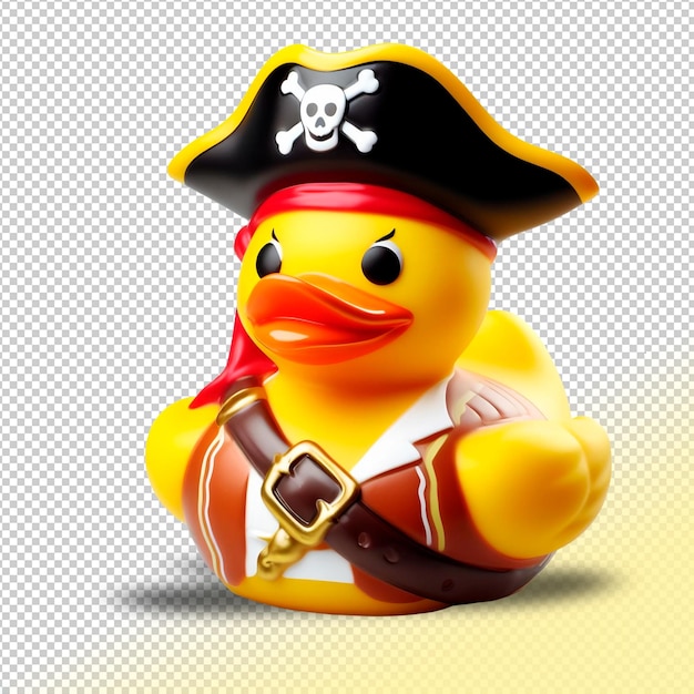 PSD pirata de pato de goma amarillo psd sobre un fondo transparente