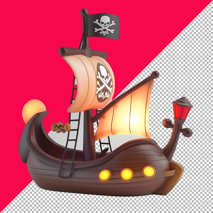 PSD pirate ship night light sfondo trasparente png psd