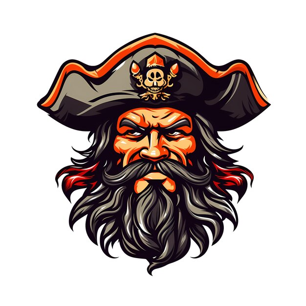 PSD piratenkopf-kunst-illustrationen für aufkleber, t-shirt-design, poster usw.