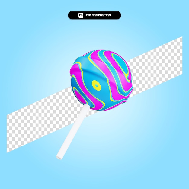 Piruleta 3d render ilustración aislada