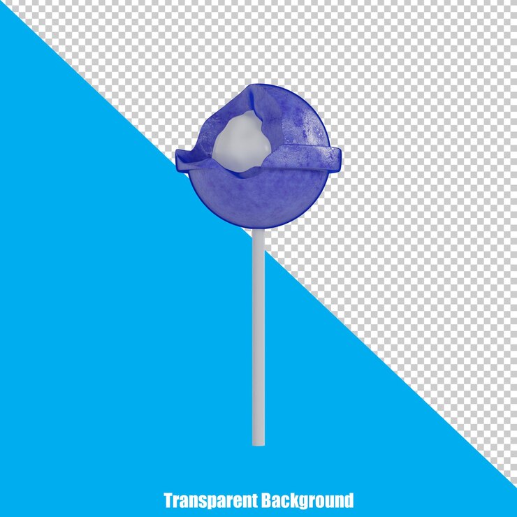 PSD piruleta azul realista estilizada 3d sobre fondo transparente