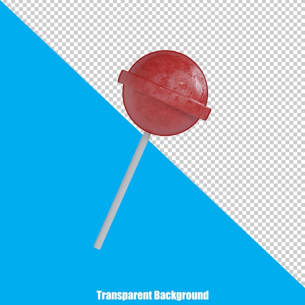 PSD piruleta roja realista estilizada 3d sobre fondo transparente