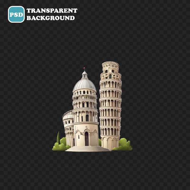 PSD pisa-symbol isoliert 3d-rendering-illustration