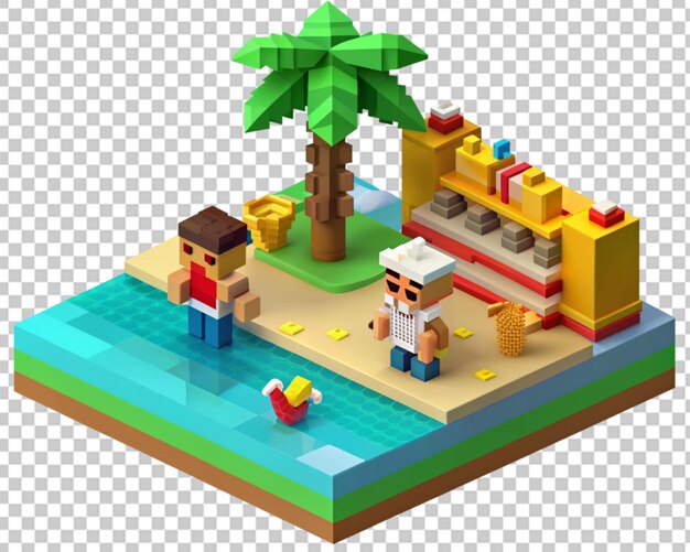 PSD une piscine 3d d'art voxel png