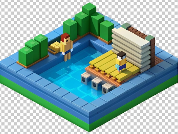 PSD une piscine 3d d'art voxel png