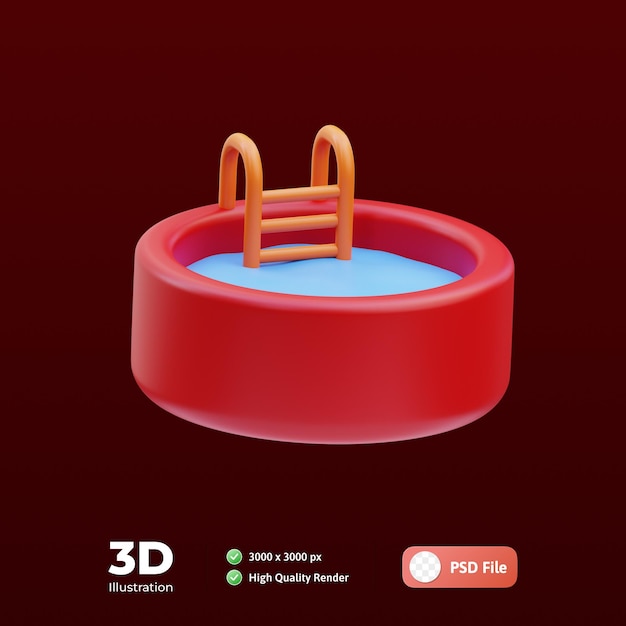 piscine, hôtel, 3d, illustration