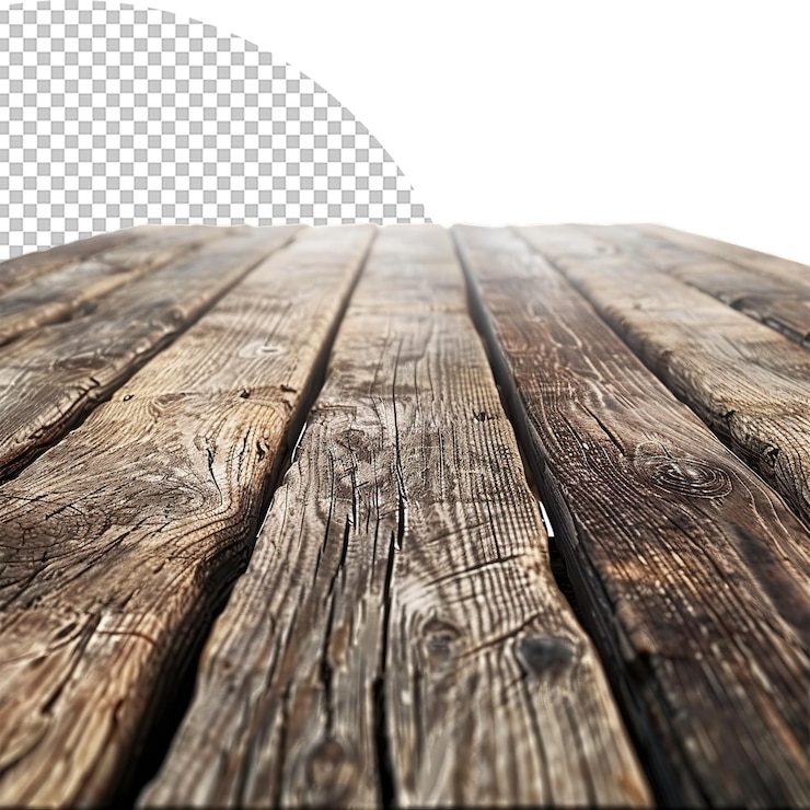 PSD un piso de madera de época sobre un fondo transparente