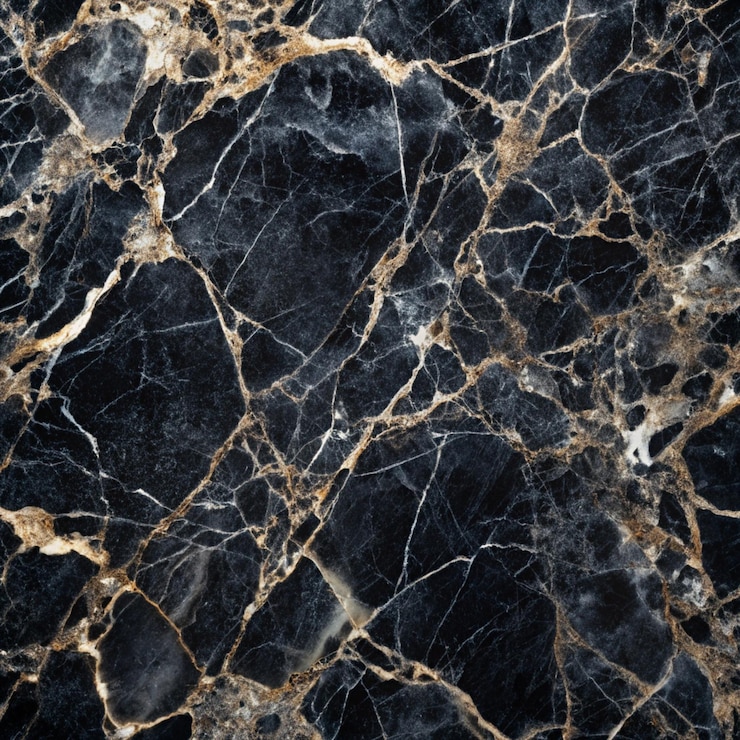 PSD un piso de mármol negro y blanco con mármoles dorados y blancos